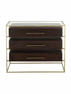 Westwing Collection Schubladenkommode Lyle mit Glasplatte, B 100 x H 82 cm -Esszimmer Verkäufe Schubladenkommode Lyle mit Glasplatte 10