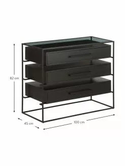 Westwing Collection Schubladenkommode Lyle mit Glasplatte, B 100 x H 82 cm -Esszimmer Verkäufe Schubladenkommode Lyle mit Glasplatte 2