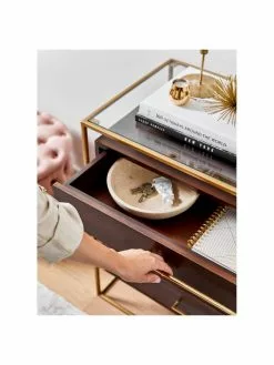 Westwing Collection Schubladenkommode Lyle mit Glasplatte, B 100 x H 82 cm -Esszimmer Verkäufe Schubladenkommode Lyle mit Glasplatte 8