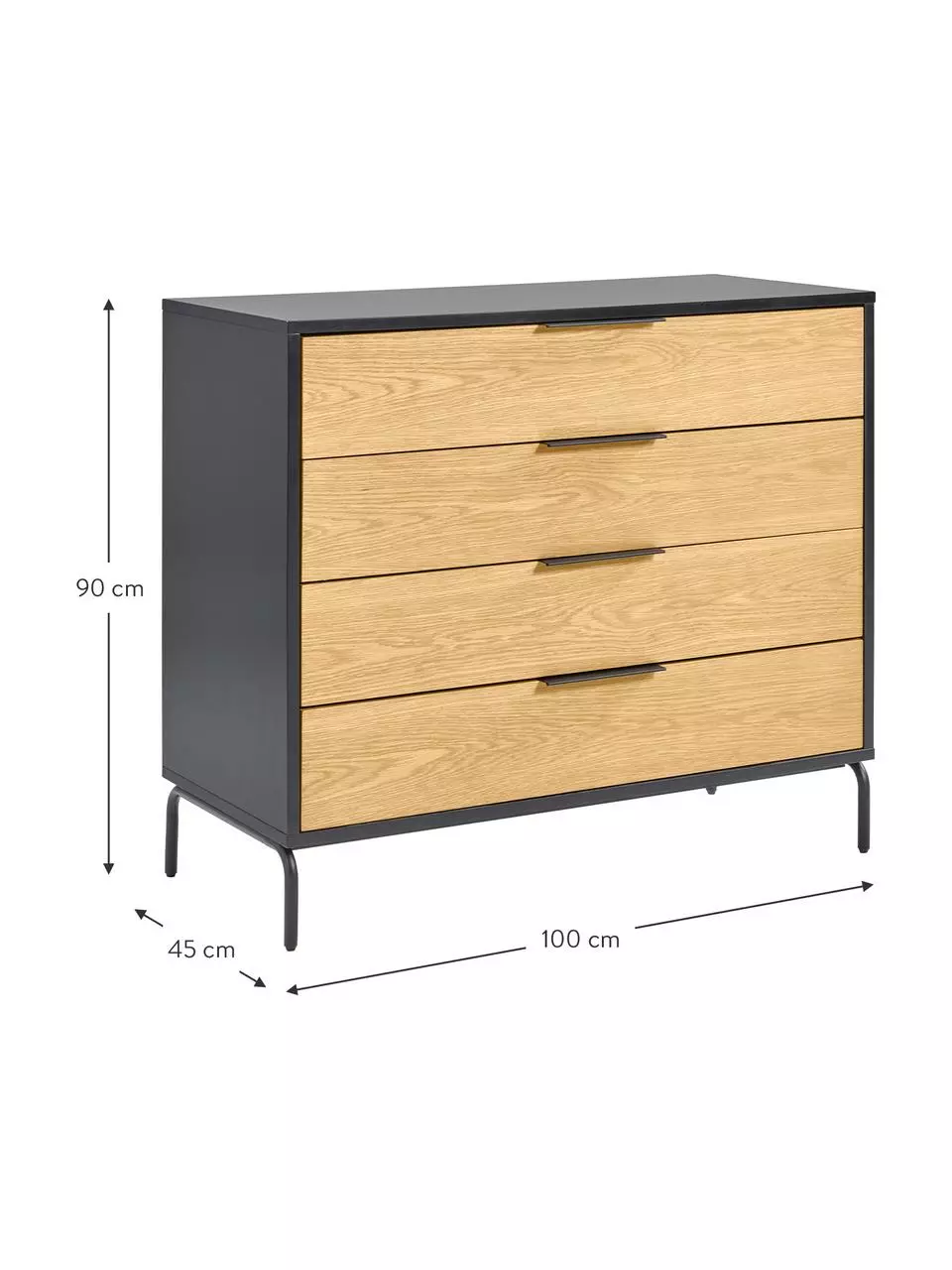 Schubladenkommode Stellar aus Eichenholzfurnier, B 100 x H 90 cm 5 Schubladenkommode Stellar aus Eichenholzfurnier, B 100 x H 90 cm – Bild 3