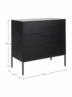 Schwarze Kommode Adam mit Schubladen, B 94 x H 93 cm 10 Schwarze Kommode Adam mit Schubladen, B 94 x H 93 cm -Esszimmer Verkäufe Schwarze Kommode Adam mit Schubladen 2