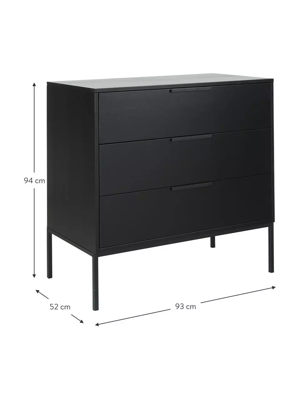 Schwarze Kommode Adam mit Schubladen, B 94 x H 93 cm 5 Schwarze Kommode Adam mit Schubladen, B 94 x H 93 cm – Bild 3