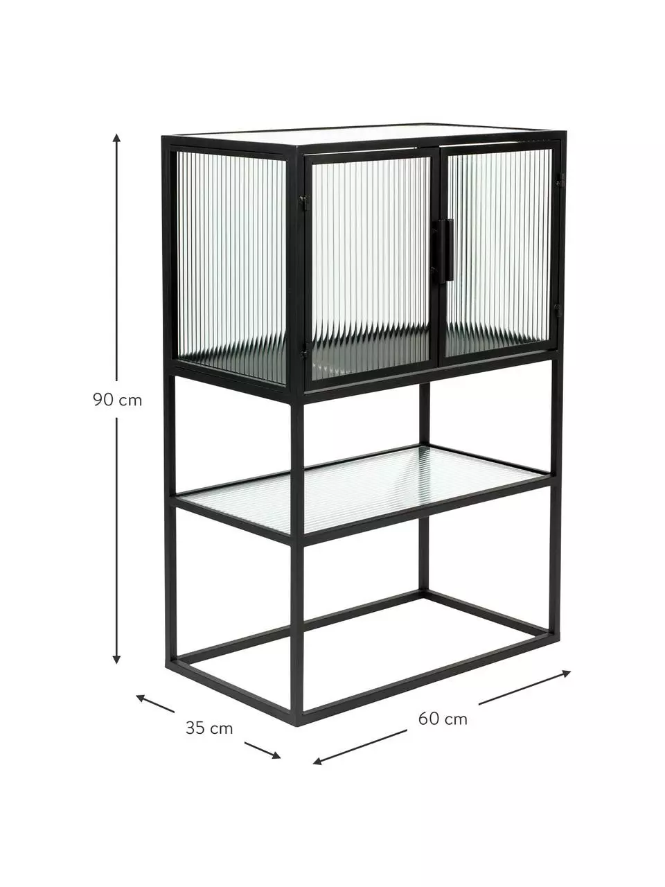 Dutchbone Schwarzes Highboard Boli mit Rillenglas und Metallrahmen, B 60 x H 90 cm 4 Dutchbone Schwarzes Highboard Boli mit Rillenglas und Metallrahmen, B 60 x H 90 cm – Bild 3