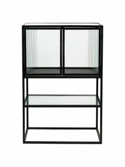 Dutchbone Schwarzes Highboard Boli mit Rillenglas und Metallrahmen, B 60 x H 90 cm 10 Dutchbone Schwarzes Highboard Boli mit Rillenglas und Metallrahmen, B 60 x H 90 cm -Esszimmer Verkäufe Schwarzes Highboard Boli mit Rillenglas und Metallrahmen 9