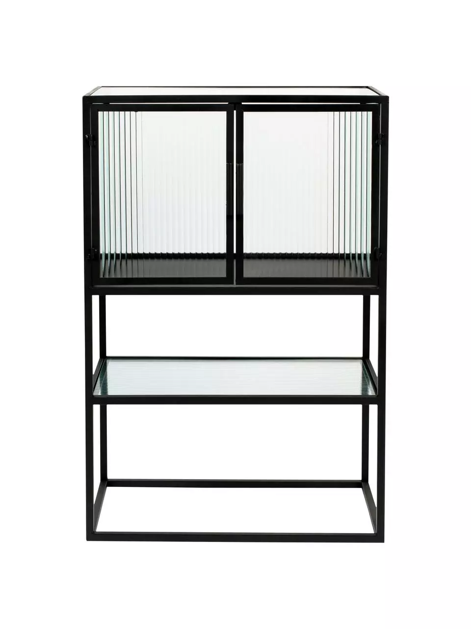 Dutchbone Schwarzes Highboard Boli mit Rillenglas und Metallrahmen, B 60 x H 90 cm 5 Dutchbone Schwarzes Highboard Boli mit Rillenglas und Metallrahmen, B 60 x H 90 cm – Bild 4