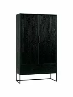 Schwarzes Highboard Silas aus Holz, B 85 x H 149 cm