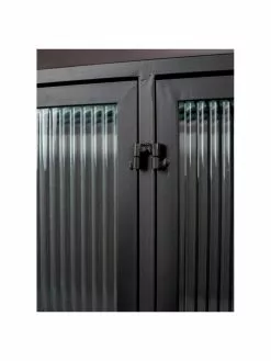 Dutchbone Schwarzes Sideboard Boli mit Rillenglas und Metallrahmen, B 150 x H 90 cm -Esszimmer Verkäufe Schwarzes Sideboard Boli mit Rillenglas und Metallrahmen 5