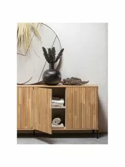 Sideboard Avourio mit geriffelter Front aus Eichenholz, 4-türig, B 200 x H 85 cm -Esszimmer Verkäufe Sideboard Avourio mit geriffelter Front aus Eichenholz 4 turig 2