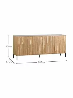Sideboard Avourio mit geriffelter Front aus Eichenholz, 4-türig, B 200 x H 85 cm -Esszimmer Verkäufe Sideboard Avourio mit geriffelter Front aus Eichenholz 4 turig 3