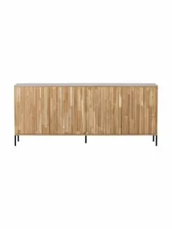 Sideboard Avourio mit geriffelter Front aus Eichenholz, 4-türig, B 200 x H 85 cm -Esszimmer Verkäufe Sideboard Avourio mit geriffelter Front aus Eichenholz 4 turig 4