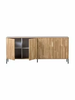 Sideboard Avourio mit geriffelter Front aus Eichenholz, 4-türig, B 200 x H 85 cm -Esszimmer Verkäufe Sideboard Avourio mit geriffelter Front aus Eichenholz 4 turig 5