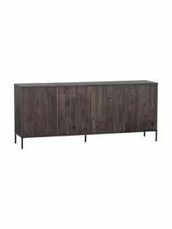 Sideboard Avourio mit geriffelter Front aus Eschenholz, 4-türig, B 200 x H 85 cm