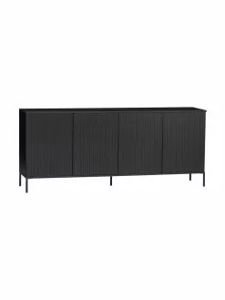 Sideboard Avourio mit geriffelter Front aus Kiefernholz, 4-türig, B 200 x H 85 cm