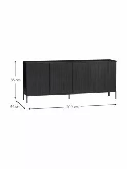 Sideboard Avourio mit geriffelter Front aus Kiefernholz, 4-türig, B 200 x H 85 cm -Esszimmer Verkäufe Sideboard Avourio mit geriffelter Front aus Kiefernholz 4 turig 3