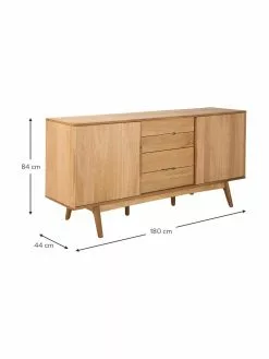 Sideboard Bettina mit Schubladen und Eichenholzfurnier, B 180 x H 84 cm 10 Sideboard Bettina mit Schubladen und Eichenholzfurnier, B 180 x H 84 cm -Esszimmer Verkäufe Sideboard Bettina mit Schubladen und Eichenholzfurnier 2