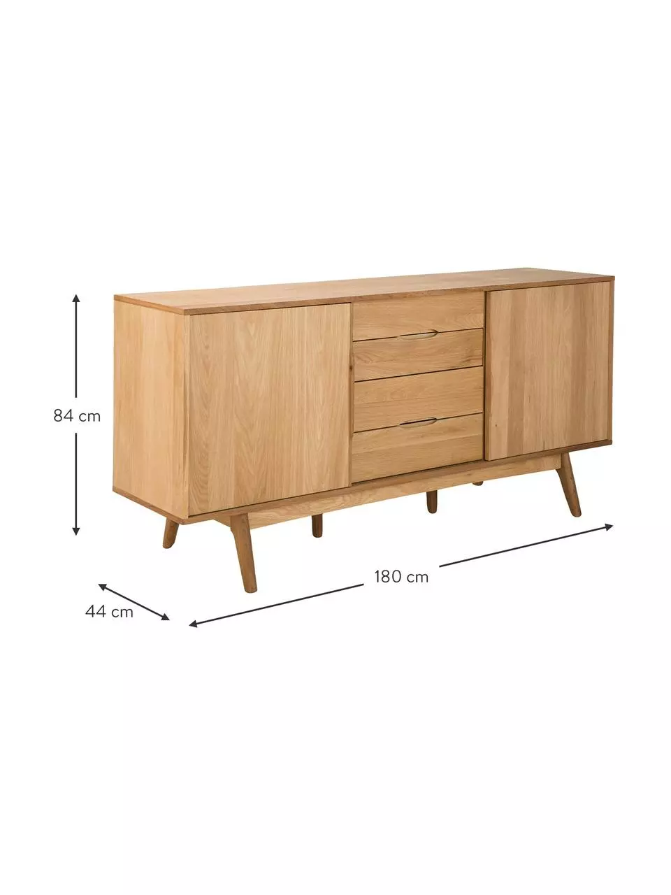 Sideboard Bettina mit Schubladen und Eichenholzfurnier, B 180 x H 84 cm 5 Sideboard Bettina mit Schubladen und Eichenholzfurnier, B 180 x H 84 cm – Bild 3