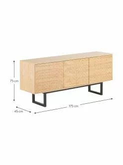 Woodman Sideboard Camden mit Türen und Eichenholzfurnier, B 175 x H 75 cm -Esszimmer Verkäufe Sideboard Camden mit Turen und Eichenholzfurnier 7