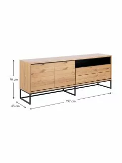Sideboard Dalarna mit Türen und Eichenholzfurnier, B 197 x H 76 cm 10 Sideboard Dalarna mit Türen und Eichenholzfurnier, B 197 x H 76 cm -Esszimmer Verkäufe Sideboard Dalarna mit Turen und Eichenholzfurnier 2