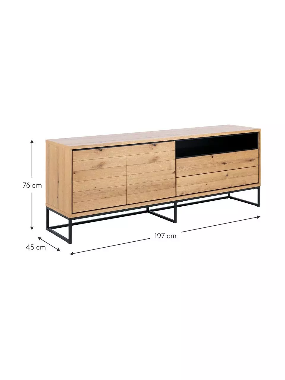 Sideboard Dalarna mit Türen und Eichenholzfurnier, B 197 x H 76 cm 5 Sideboard Dalarna mit Türen und Eichenholzfurnier, B 197 x H 76 cm – Bild 3