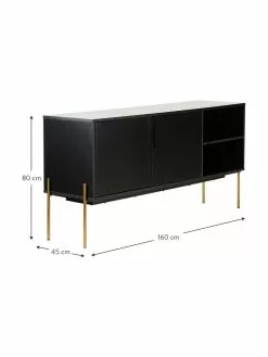 Westwing Collection Sideboard Jesper mit Türen in Schwarz, B 160 x H 80 cm -Esszimmer Verkäufe Sideboard Jesper mit Turen in Schwarz 2