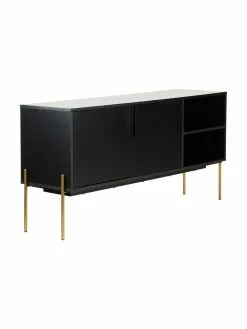 Westwing Collection Sideboard Jesper mit Türen in Schwarz, B 160 x H 80 cm