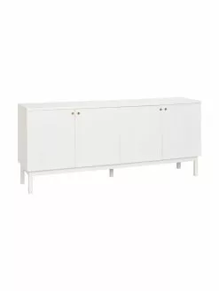 Rowico Sideboard Lewiston mit geriffelter Front in Weiß, B 161 x H 70 cm