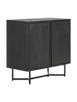 Westwing Collection Sideboard Luca aus Massivholz in Schwarz, B 90 x H 83 cm