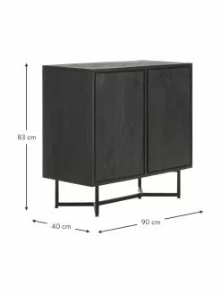 Westwing Collection Sideboard Luca aus Massivholz in Schwarz, B 90 x H 83 cm -Esszimmer Verkäufe Sideboard Luca aus Massivholz in Schwarz 3