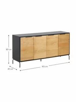 Sideboard Stellar mit Türen aus Eichenholzfurnier, B 165 x H 80 cm -Esszimmer Verkäufe Sideboard Stellar mit Turen aus Eichenholzfurnier 2