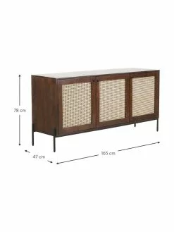 Westwing Collection Sideboard Vienna mit Wiener Geflecht in Dunkelbraun, B 165 x H 78 cm -Esszimmer Verkäufe Sideboard Vienna mit Wiener Geflecht in Dunkelbraun 2