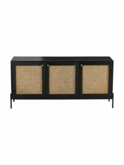 Westwing Collection Sideboard Vienna mit Wiener Geflecht in Schwarz, B 165 x H 78 cm -Esszimmer Verkäufe Sideboard Vienna mit Wiener Geflecht in Schwarz 3