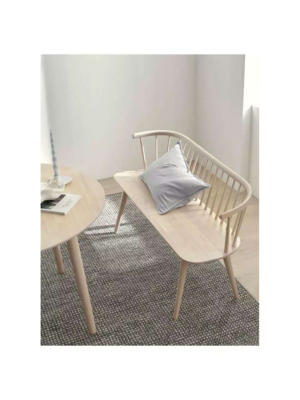 Sitzbank Jolina aus Gummibaumholz in Cremeweiß, B 134 x H 76 cm 4 Sitzbank Jolina aus Gummibaumholz in Cremeweiß, B 134 x H 76 cm – Bild 2