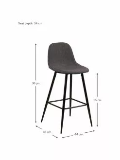 Thekenstühle Wilma in Grau, 2 Stück, B 44 x H 91 cm -Esszimmer Verkäufe Thekenstuhle Wilma in Grau 2 Stuck 2