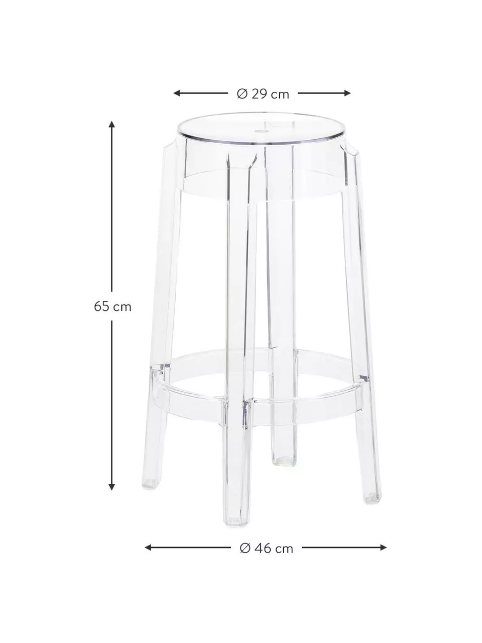 Kartell Transparenter Thekenhocker Charles Ghost, Ø 46 x H 65 cm 4 Kartell Transparenter Thekenhocker Charles Ghost, Ø 46 x H 65 cm – Bild 2