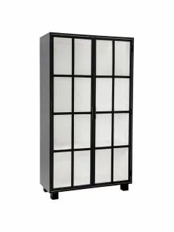 Bloomingville Vitrinenschrank Isbel mit Glastüren in Schwarz, B 114 x H 200 cm