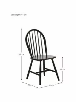 Westwing Collection Windsor-Holzstühle Megan in Schwarz, 2 Stück, B 46 x T 51 cm -Esszimmer Verkäufe Windsor Holzstuhle Megan in Schwarz 2 Stuck 2