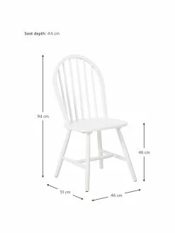 Westwing Collection Windsor-Holzstühle Megan in Weiß, 2 Stück, B 46 x T 51 cm -Esszimmer Verkäufe Windsor Holzstuhle Megan in Weiss 2 Stuck 8