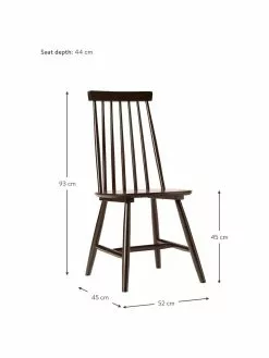 Westwing Collection Windsor-Holzstühle Milas in Dunkelbraun, 2 Stück, B 52 x T 45 cm -Esszimmer Verkäufe Windsor Holzstuhle Milas in Dunkelbraun 2 Stuck 3